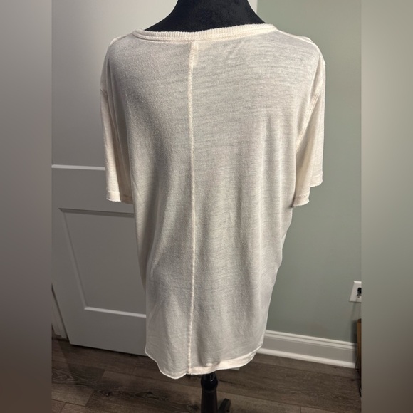 We the free free people cream raw hem scoop neck tee - Picture 4 of 8